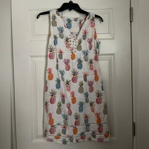 Colorful Pineapple Print Sleeveless Beach Dress